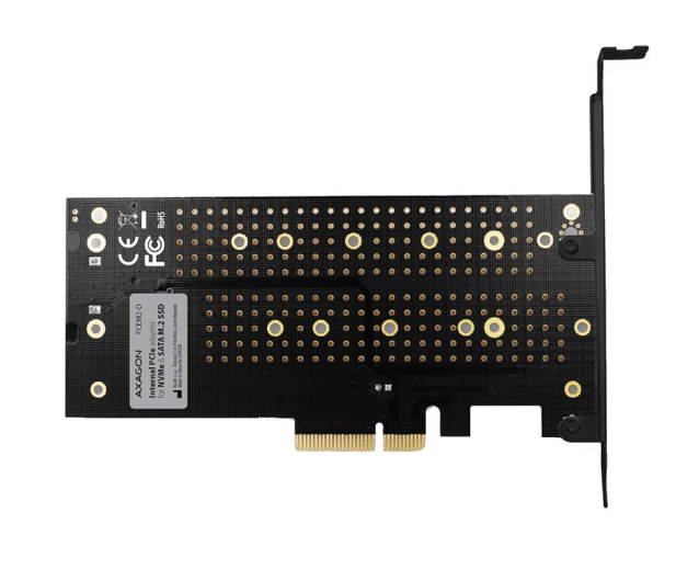 AXAGON Adapter wewnętrzny PCEM2-D, PCIe x4, 1x M.2 NVMe M-key + 1x SATA B-key slot, SP & LP - 730832 - zdjęcie 2